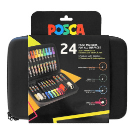 Posca Marker 24-sæt Rubbercase i gruppen Penne / Kunstnerpenne / Illustrationmarkers hos Pen Store (110396)