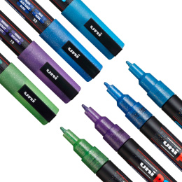 Posca PC-3M Glitter Blue tones 4-sæt i gruppen Penne / Kunstnerpenne / Illustrationmarkers hos Pen Store (110417)