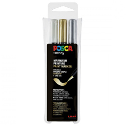 Posca Brush PCF-350 Metallic 3-sæt i gruppen Penne / Kunstnerpenne / Penselpenne hos Pen Store (110426)