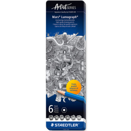 Mars Lumograph 100 sæt 6 stk i gruppen Kunstnerartikler / Kridt og blyanter / Grafit og blyant hos Pen Store (110878)