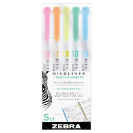 Mildliner 5-sæt Fluorescent Fluorescent i gruppen Penne / Kunstnerpenne / Illustrationmarkers hos Pen Store (112551)