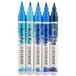 Brush Pen Blue 5-pack i gruppen Penne / Kunstnerpenne / Penselpenne hos Pen Store (112558)