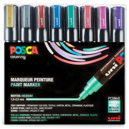 Posca PC-5M Metallic Colours 8-sæt i gruppen Penne / Kunstnerpenne / Illustrationmarkers hos Pen Store (112630)