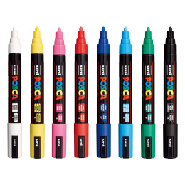 Posca PC-5M sæt Standard Colours 8 stk i gruppen Penne / Kunstnerpenne / Illustrationmarkers hos Pen Store (125148)