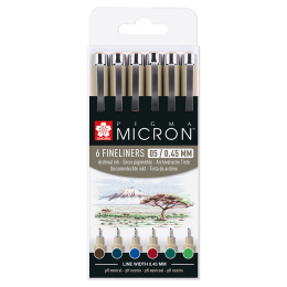 Pigma Micron Fineliner 6-set 05 Earth Colours i gruppen Penne / Skrive / Fineliners hos Pen Store (125577)