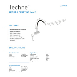 Techne Artist & Drafting Lamp i gruppen Hobby & Kreativitet / Hobbytilbehør / Belysning hos Pen Store (126506)