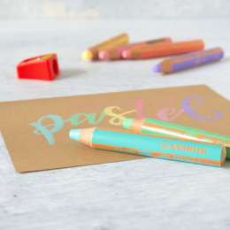 Woody 3-in-1 Farvepenne Pastel 6-sæt + spidsere i gruppen Kids / Børnepenne / Farveblyanter til børn hos Pen Store (127789)
