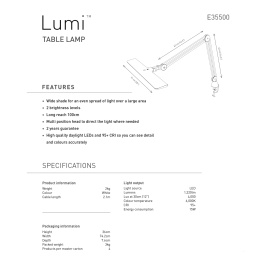 Lumi Task Lamp i gruppen Hobby & Kreativitet / Hobbytilbehør / Belysning hos Pen Store (127938)