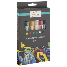 Akrylmarker dual-tip 6-sæt i gruppen Penne / Kunstnerpenne / Tusser hos Pen Store (128521)