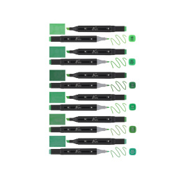 Dual-tip Marker 6-sæt Grøn i gruppen Penne / Kunstnerpenne / Tusser hos Pen Store (128523)