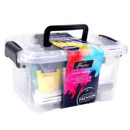 Akrylboks 9 farve (75 ml) + 6 børster i gruppen Kunstnerartikler / Kunstnerfarver / Akrylmaling hos Pen Store (128539)