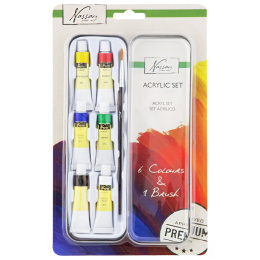 Akrylsæt 6 farver (6 ml) + pensel i gruppen Kunstnerartikler / Kunstnerfarver / Akrylmaling hos Pen Store (128544)