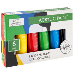 Akrylfarve 120 ml 6-sæt Basic i gruppen Kunstnerartikler / Kunstnerfarver / Akrylmaling hos Pen Store (128548)