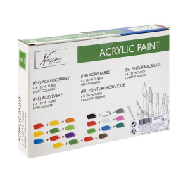 Akrylfarve 120 ml 6-sæt Basic i gruppen Kunstnerartikler / Kunstnerfarver / Akrylmaling hos Pen Store (128548)