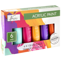 Akrylfarve 120 ml 6-sæt Trendy i gruppen Kunstnerartikler / Kunstnerfarver / Akrylmaling hos Pen Store (128549)