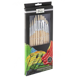 Pensler Svinebørst 12-sæt i gruppen Kunstnerartikler / Pensler / Penselsæt hos Pen Store (128556)
