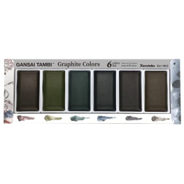 Gansai Tambi Akvarel sæt 6 stk Graphite Colors i gruppen Kunstnerartikler / Kunstnerfarver / Akvarelmaling / Akvarelfarve i kop hos Pen Store (128725)