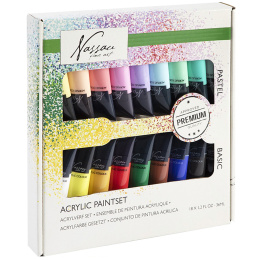 Akrylfarve Bright & Pastel 18-sæt i gruppen Kunstnerartikler / Kunstnerfarver / Akrylmaling hos Pen Store (129362)