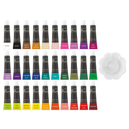 Akrylfarve 12ml 30-sæt + palet i gruppen Kunstnerartikler / Kunstnerfarver / Akrylmaling hos Pen Store (129364)