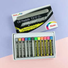 Oliepastel Fluo & Metallic sæt 12 stk i gruppen Kunstnerartikler / Kridt og blyanter / Pastelkridt hos Pen Store (129513)