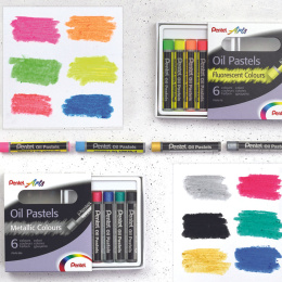 Oliepastel Fluo & Metallic sæt 12 stk i gruppen Kunstnerartikler / Kridt og blyanter / Pastelkridt hos Pen Store (129513)