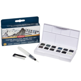 Tinted Charcoal Paint Pan Set 12 halvkopper i gruppen Kunstnerartikler / Kunstnerfarver / Akvarelmaling / Akvarelfarve i kop hos Pen Store (129568)