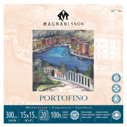 Akvarelblok Portofino 100% Bomuld 300g Satin 15x15cm 20 Sheets i gruppen Papir & Blok / Kunstnerblok / Akvarelblok hos Pen Store (129681)