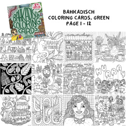 BahKadisch Coloring Cards Green i gruppen Hobby & Kreativitet / Bøger / Malebøger til voksne hos Pen Store (131516)
