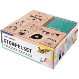 Stempelsæt + stempelpude Tillykke med fødselsdagen 9-pack i gruppen Hobby & Kreativitet / Hobbytilbehør / Stempler hos Pen Store (131612)