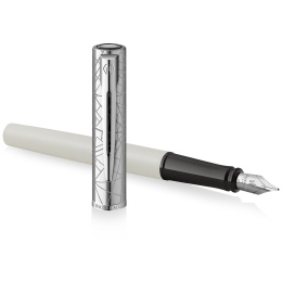 Allure Deluxe Metal & White Fyldepen Fine i gruppen Penne / Fine Writing / Fyldepenne hos Pen Store (132015)