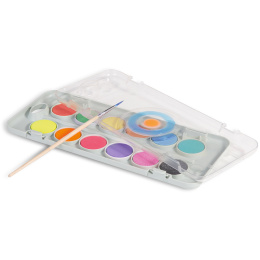 Vandfarver 12-sæt Fluo+Metallic Ø30 + pensel i gruppen Kids / Farve og maling til børn / Akvarel til børn hos Pen Store (132096)
