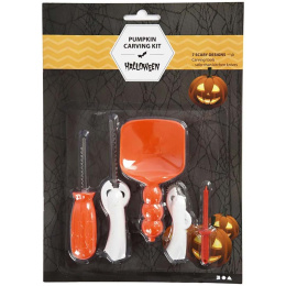 Græskar Skæresæt 5 dele + skabeloner  i gruppen Hobby & Kreativitet / Højtider og sæsoner / Halloween hos Pen Store (132630)