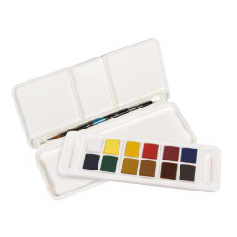 Akvarelfarve Travel set 12 ½ -halvkopper i gruppen Kunstnerartikler / Kunstnerfarver / Akvarelmaling / Akvarelfarve i kop hos Pen Store (132936)