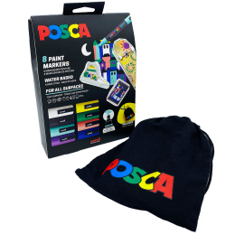 Posca Pouch PC-5M Limited Edition 8-sæt i gruppen Penne / Kunstnerpenne / Akrylmarkers hos Pen Store (133849)