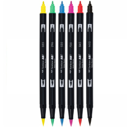 ABT Dual Brush pen sæt 6 stk Basic i gruppen Penne / Kunstnerpenne / Penselpenne hos Pen Store (134111)