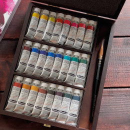 Horadam Aquarell Wooden Box 24x15 ml i gruppen Kunstnerartikler / Kunstnerfarver / Akvarelmaling hos Pen Store (134340)