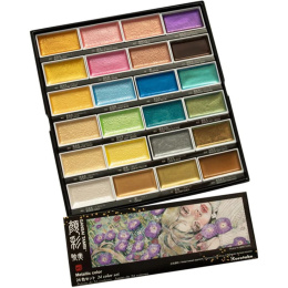 Gansai Tambi Akvarel sæt 24 stk Metallic 2 i gruppen Kunstnerartikler / Kunstnerfarver / Akvarelmaling / Akvarelfarve i kop hos Pen Store (135538)