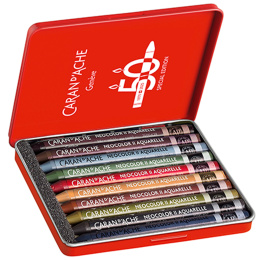 Neocolor II Aquarelle 50 Years Dark 10-sæt i gruppen Kunstnerartikler / Kunstnerfarver / Pastel / Vokspasteller hos Pen Store (135632)