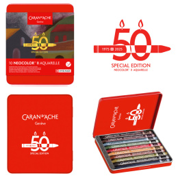 Neocolor II Aquarelle 50 Years Dark 10-sæt i gruppen Kunstnerartikler / Kunstnerfarver / Pastel / Vokspasteller hos Pen Store (135632)