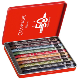 Neocolor II Aquarelle 50 Years Dark 10-sæt i gruppen Kunstnerartikler / Kunstnerfarver / Pastel / Vokspasteller hos Pen Store (135632)