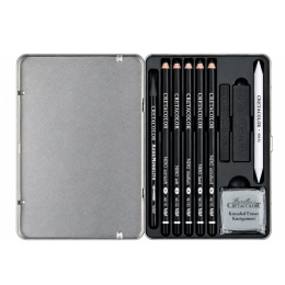 Deep Black tegnesæt 10 dele i gruppen Kunstnerartikler / Kridt og blyanter / Kulblyanter og tegnekul hos Pen Store (135646)