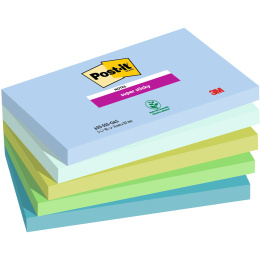 Post-it Super Sticky 76x127 Farvemix Oasis 5-pak i gruppen Papir & Blok / Skriv og noter / Post-it og notesblokke hos Pen Store (135717)
