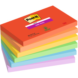 Post-it Super Sticky 76x127 Farvemix Playful 6-pak i gruppen Papir & Blok / Skriv og noter / Post-it og notesblokke hos Pen Store (135720)