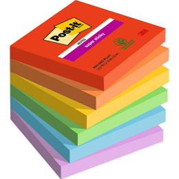 Post-it Super Sticky 76x76 Farvemix Playful 6-pak i gruppen Papir & Blok / Skriv og noter / Post-it og notesblokke hos Pen Store (135724)