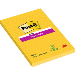 Post-It Super Sticky 102x152 Gult linjeret i gruppen Papir & Blok / Skriv og noter / Post-it og notesblokke hos Pen Store (135727)
