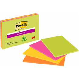 Post‑it Super Sticky 203x152 Meeting farvemix Neon 4‑pakke i gruppen Papir & Blok / Skriv og noter / Post-it og notesblokke hos Pen Store (135728)