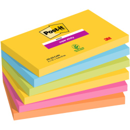 Post-it Super Sticky 76x127 Farvemix Carnival 6-pak i gruppen Papir & Blokke / Skriv og noter / Post-it og notesblokke hos Pen Store (135731)