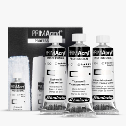 PRIMAcryl Akrylmaling 35 ml Hvid 3-sæt i gruppen Kunstnerartikler / Kunstnerfarver / Akrylmaling hos Pen Store (136015)