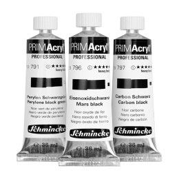 PRIMAcryl Akrylmaling 35 ml Sort 3-sæt i gruppen Kunstnerartikler / Kunstnerfarver / Akrylmaling hos Pen Store (136016)