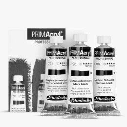 PRIMAcryl Akrylmaling 35 ml Sort 3-sæt i gruppen Kunstnerartikler / Kunstnerfarver / Akrylmaling hos Pen Store (136016)